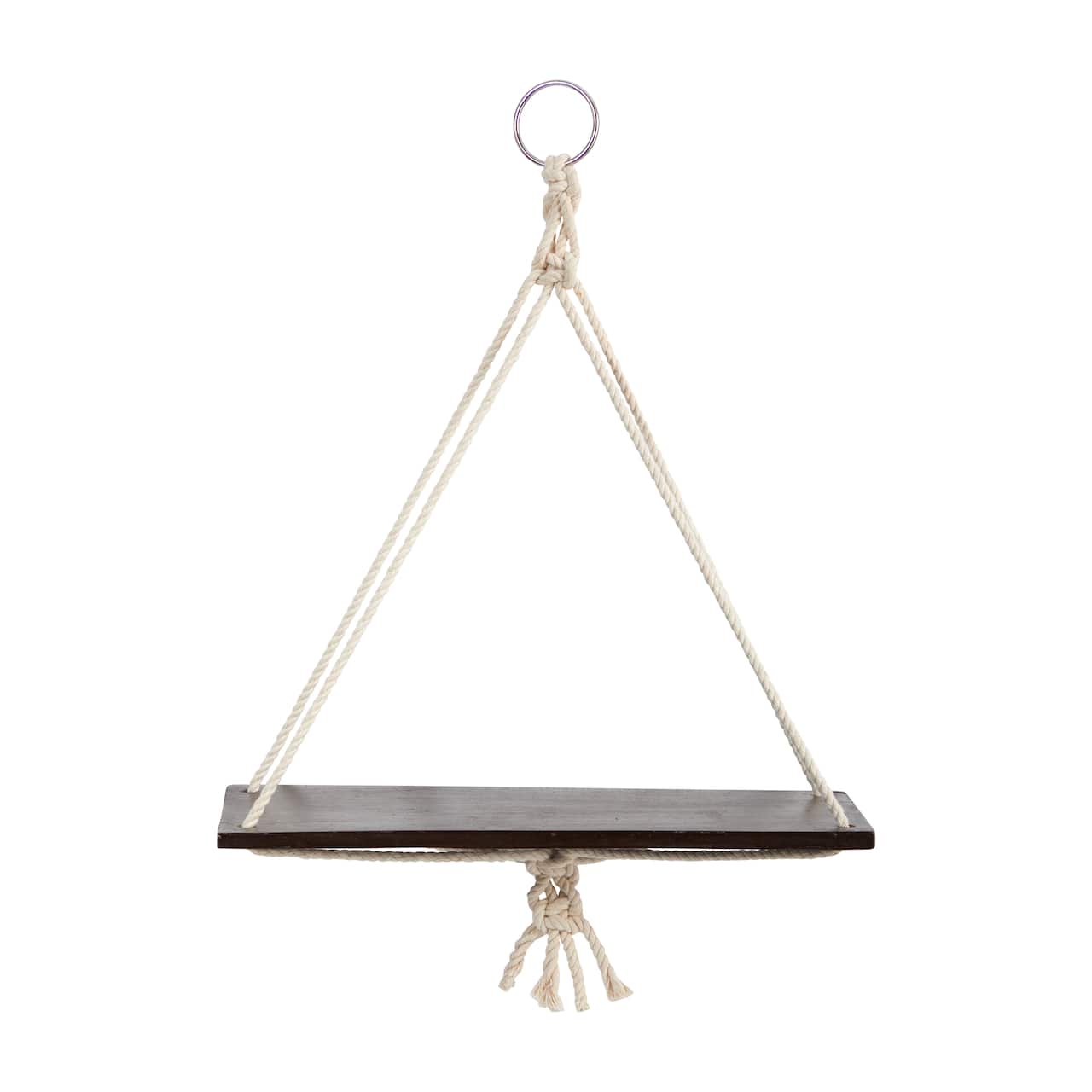 18" x 16" Hand Crafted Macrame Wall Hanging with Wooden Shelf